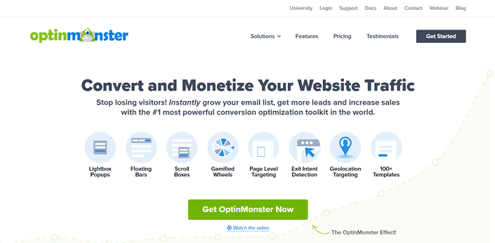 OptinMonster home page screenshot
